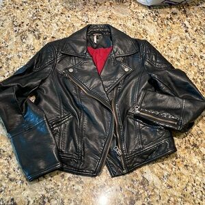 Free People Heartbreaker Faux Leather Moto Jacket in Black Size XS